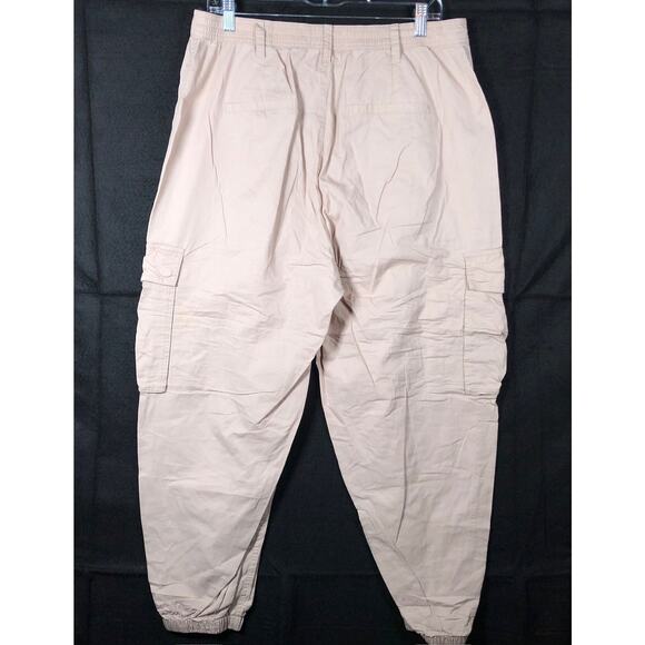 Abercrombie & Fitch Womens Pants Tan High Rise Loose Cargo Joggers Minimalist L - Picture 9 of 11